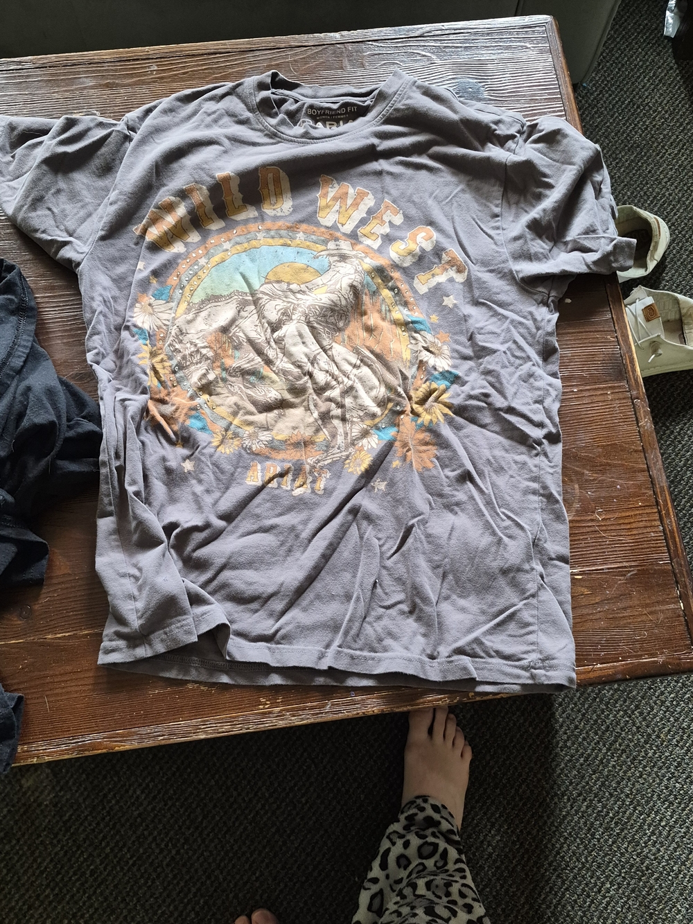 Buckle Grey Wild West Graphic Tee with Orange & Aqua Print